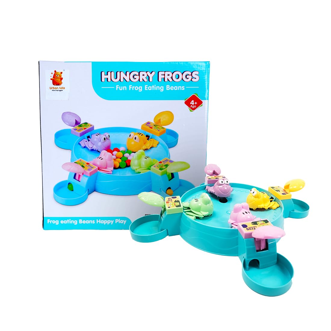 URBANTOTS Frog Game 4 Player – Interactive Bean Eating Toy Set